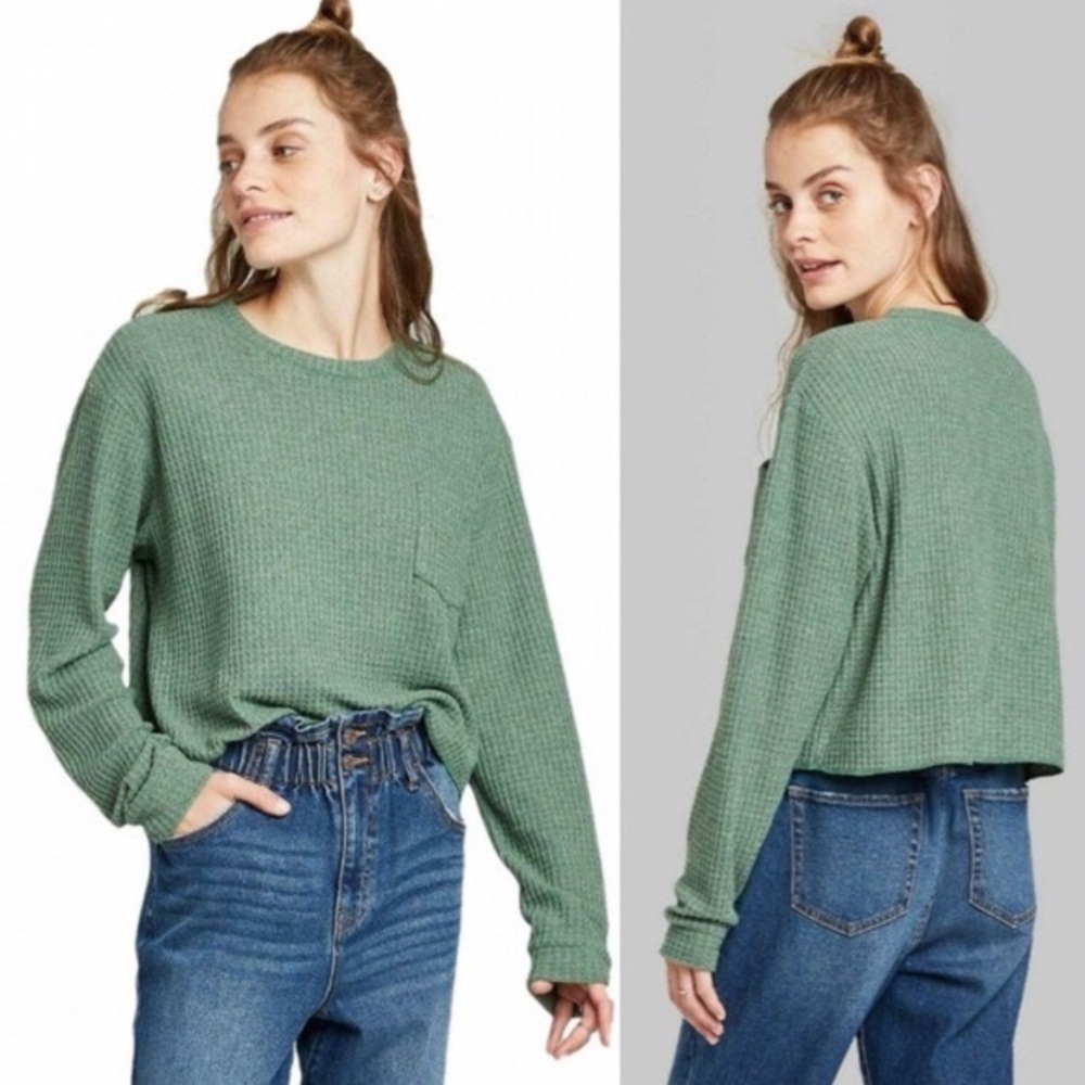 Wild Fable Waffle Knit Long Sleeve Crop Top S